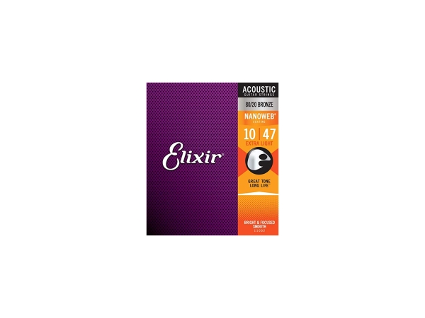 ELIXIR Saitensatz für Westerngitarre, Extra Light, 80/20 Bronze NANOWEB®, 010-047
